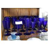 Cobalt wine & cordial glasses - 18 total glasses