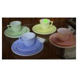 Four pc espresso set Fire King style dessert plate