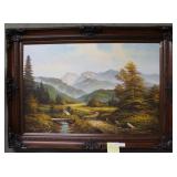 Acrylic on canvas of European Mountain stream sign