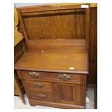 Oak three drawer, single drawer wash stand with li