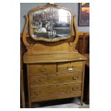 Three drawer Oak Dresser with harp swing mirror 18