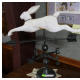 contemporary wood carved rabbit weather vane