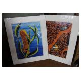Two unframed Kim Brown underwater prints - Holding