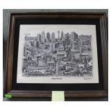 Kansas City Scene framed resin etched art inscribe