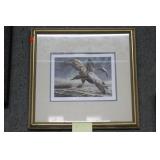 Ducks in flight artist signed lower right 16" x 17