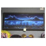 South American acrylic on canvas of Mountains lake