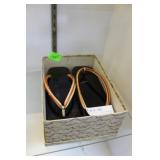 Pair of Asian wooden shoes in box