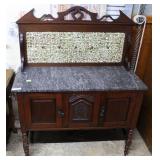 Faux Marble Top Entry Table42x20x50 in hi.12