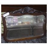 Vintage oak framed mirrorBevel edged scroll