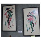 2 Multi shape decorated jester/musicians21x12