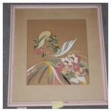 Duane PerrigoDeco woman with florals.32 x29 in