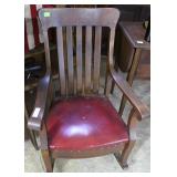 Large oak rocker.Solid oak construction,leather