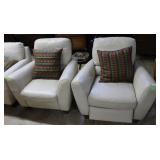 2 off white leather reclinersSolid frame wood &