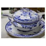 Keeling & Co blue & white English stoneware soup t
