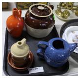 5pcs pottery: double handled bean pot, York potter