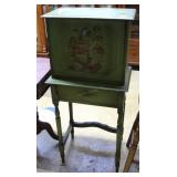 Purpose built cupboard on table Drop down