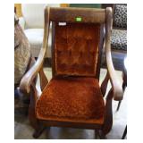 Oversized oak rocker22 in w seat,44 in hi back.