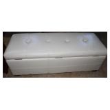 Button motif long hassock.Off white. Lid lifts