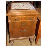 Victrola style storage tableNo lift Inlaid tile