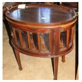 Oval tray top display tableDark mahogany,bevel