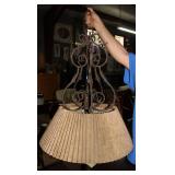 Heavy metal framed hanging lampLeaf decorated