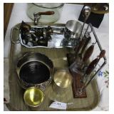 Bar ware: Teak handled cocktail server set, wine b