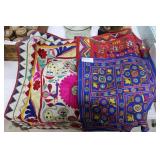 Three African mixed media needlepoint coverlets -