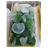 Assorted green sea glass
