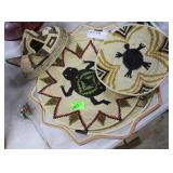 Three African woven ornamental bowls & woven wall