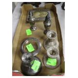 Eight pc sterling lot - three weighted candlestick