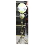 Brass three leg ornate floor model parlor lamp