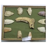 Central USA found arrowheads, jawbone