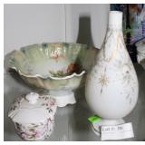 3pcs HP European porcelain - pedestal bowl, bulbou