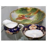 Limoges Corone Pheasant HP plate & Royal Albert De