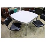 Chrome Vintage kitchen table with 4 black leather