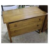 Double drawer oak low wash stand 36" x 19" x 25"