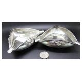Pair of Grecian Sterling triangular ashtrays