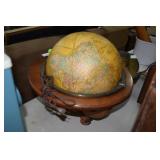 Globe , table top lighted on wood stand  12"