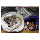 5+ lbs unsorted wheat, Lincoln pennies