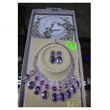Two Bello costume bling necklace & earring sets