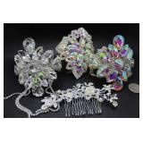 Three costume bracelets & hair  pins Mino crystal