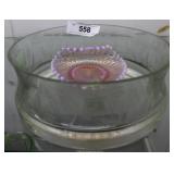 Cut Crystal wheat pattern center bowl & art glass