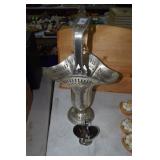 Engraved silver-plate flower basket, & sugar bucke