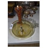 Tree Trunk depression glass vase, yellow depressio