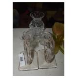 5pcs cut glass incl pair of candlesticks, Atlantis
