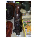 Three African wood carved figures