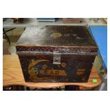 metal bread box with tole painting