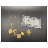 14kt Holy communion charm (1.2g), 14kt chain, & fo