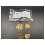 Four 14kt gold charms - #1 daughter, Egyptian, Che