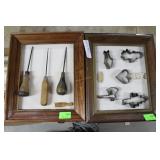 Two shadowbox displays : antique cookie cutters &
